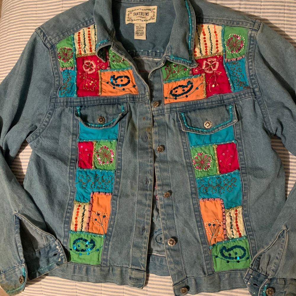 Vintage Patchwork embroidered Jeans Jacket